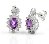 Sterling Silver Amethyst Earrings with CZs
