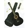 Austin Bazaar 38 Inch Black Acoustic Guitar with Gig Bag and Accessories