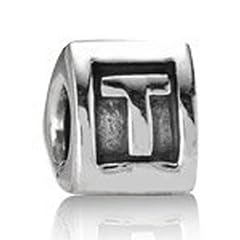 Pandora Damen-Bead  Sterling-Silber 925 Buchstabenelement "T" KASI 79323-T