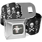 Skull Ford Mustang Seatbelt Buckle Fashion Belt - Officially Licensed