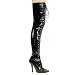 Vanity 4 Inch Lace-Up Thigh Boot, Side Zip Black Patent Pleaser