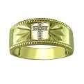 Mens 14K Yellow Gold .03 ct.t.w. Diamond Cross Ring