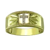 Men's 14K Yellow Gold .03 ct.t.w. Diamond Cross Ring