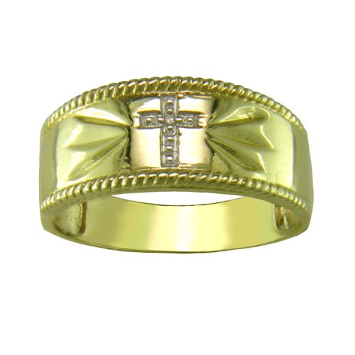 Men’s 14K Yellow Gold .03 ct.t.w. Diamond Cross Ring
