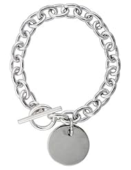 Sterling Silver Heavy Oval Rolo Link w/ Round Disc Necklaces and Bracelets, sizes 7, 8 & 18 inch
