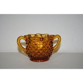 Amber Fenton Star-shaped Hobnail Open Sugar Bowl by 
