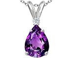 1.33 cts Genuine Amethyst and Diamond Pendant - 14kt White or Yellow Gold