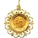 14K Yellow Gold Round St George Pendant Medal