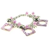 Dragonfly and Heart Pink Shell Bracelet with Charms