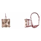 Rose Gold over Sterling Silver 9mm Champagne CZ Square Ascher Cut Leverback Earrings