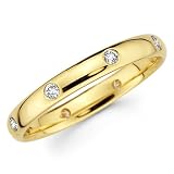 14K Yellow Gold Round-cut Diamond COMFORT-FIT Eternity Anniversary Wedding Ring Ring Bands - Comfort Fit - (0.14 CTW., G-H Color, SI1-2 Clarity)
