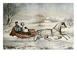 The Road, Winter, 1853 Art Giclee Poster Print by Currier & Ives, 32x24