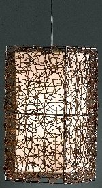 Trio 3456011-00 Rattan-Pendelleuchte, eckig, mit cremefarbigem Innenschirm