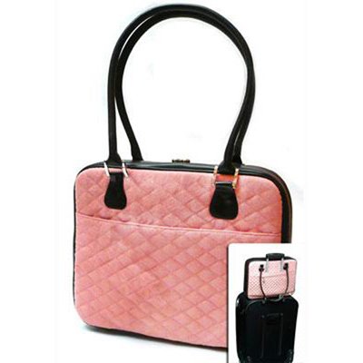Quilted Faux Pink Laptop Bag