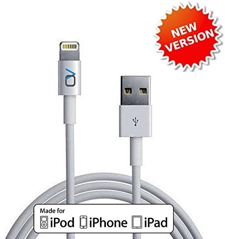 [Apple MFi Certified] iPhone 5 & 6 Cord 8 Pin Lightning Cable Charger by OnyxVoltTM - SmartCharge Technology Accelerates Cable Charging and Syncing Speeds to all Your Latest iPads, iPods, & IOS Devices - (1m / 3.2ft Cord) Comes with OnyxVoltTM Unlimited Lifetime Guarantee!