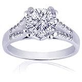 0.50 Ct Round Diamond Split Band Engagement Ring Pave 14K GOLD FLAWLESS GIA