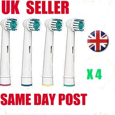 4 TOOTHBRUSH HEADS COMPATIBLE WITH ORAL B ELECTRIC TOOTHBRUSHES,1X VALUE PACK OF 4