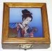 Lady Holding Flowers ~ Reverse Painted Jewelry Box