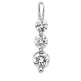 3 Diamond Pendant 1/2 ct. in 14K White Gold with Chain (Higher Quality)