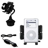 Apple iPod 4G 40GB Auto Cup Holder with Car Charger - Uses Gomadic TipExchange