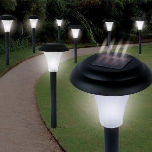Pure Garden 82-5629 Solar Powered Outdoor Lights LED Stake Spotlight Fixture, 13.5", Black, 8 Set