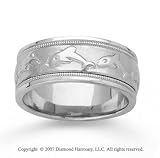 14k W Gold Dolphin Milgrain Hand Carved Wedding Band