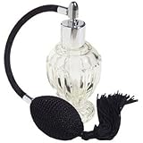GETI BEAUTY Empty Refillable Perfume Diva Glass Bottle with Black Antique Style Sprayer Top & Tassel 1.64oz/46ml