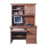 Traditional Compact Computer Desk with Hutch Coffee Alder Finish