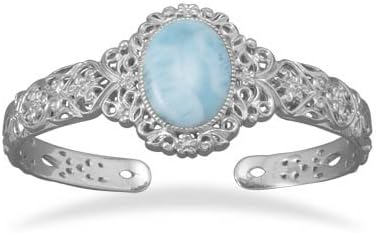 Ornate Larimar Cuff Bracelet