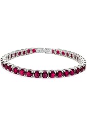 14.5CT Round Simulated Ruby .925 Sterling Silver Bracelet