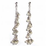 Sterling Silver Earrings with CZ - Size: 60mm