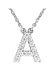 14K White Gold Diamond Initial Necklace "A" -- LIFETIME WARRANTY