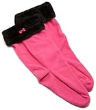 Betsey Johnson Women's Flirty Fur Cuff Welly Boot Liner Socks, Hot Pink, Small/Medium
