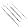 Stainless Steel Dental Picks - Probes - Carver Picks - Set of 4 - Non-Slip Grooved Shafts