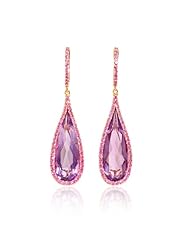 Pink Sapphire and Purple Amethyst 18k Rose Gold Dangle Earrings