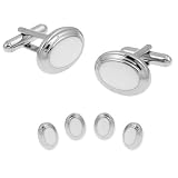 Oval Formal by Enrico Pardini silver rhodium cufflinks and studs