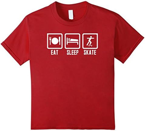 Kids Eat Sleep Skateboard T shirt 8 Cranberry