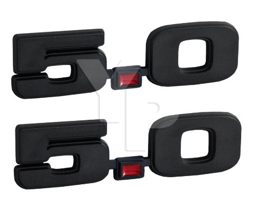 Black & Red 5.0 Fender or Trunk Emblems - Pair