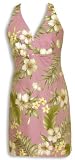 Sexy Halter Dress - White Hibiscus Yellow Plumeria Hawaiian Aloha Crisscross Back Fitted Halter Sun Dress in Coral - XL