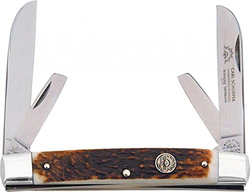 German Eye Four Blade Congress Folding Knife,4in closed,Solingen Steel Blade, Genuine Stag 60-DS