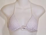 Guess Sparkle White Triangle Swimsuit-top w/Silver Buckle