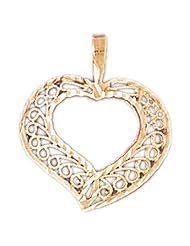 Dazzlers Solid 14k Gold Filigree Heart Charm Pendant Available in three colors from jewelsberry (weights: 1.3 grams only)