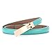 KaLeido Women's Plaque Buckle Solid Color Skinny Waist Belt (24-28, White)