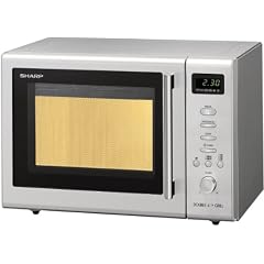 Sharp R-68ST-A Doppelgrill-Kompakt-Mikrowelle / 800 Watt / Grill 1600 Watt / 17 L Garraum / edelstahl