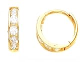 14k Yellow Gold Huggie Earrings With CZs