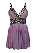 Moonight Women's Sexy Lingerie Mauve Mesh Babydoll Nightwear Dress (4XL)