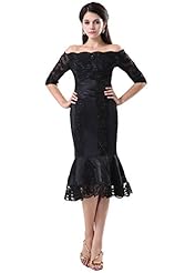 Mermaid  Lace Tea Length Mother-of-the-Bride Dress  With a Bow(s)