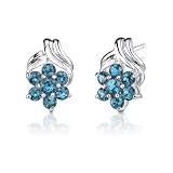 1.00 Carats Round Cut London Blue Topaz Earrings in Sterling Silver