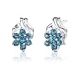 1.00 Carats Round Cut London Blue Topaz Earrings in Sterling Silver