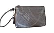 Coach Silver Grey Leather Jewel Wristlet Clutch Wallet 43304